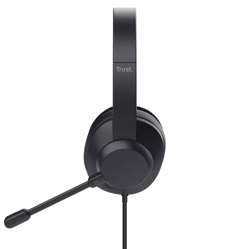Trust Ayda Max austiņas ar vadu, galvas lente, zvani/mūzika, USB Type-C / USB Type-A, melns