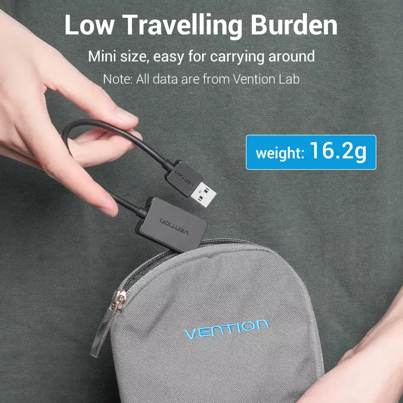 Vention 2 portu USB ārējā skaņas karte 0,15 m, melna, 2.1 kanāli, 16 biti