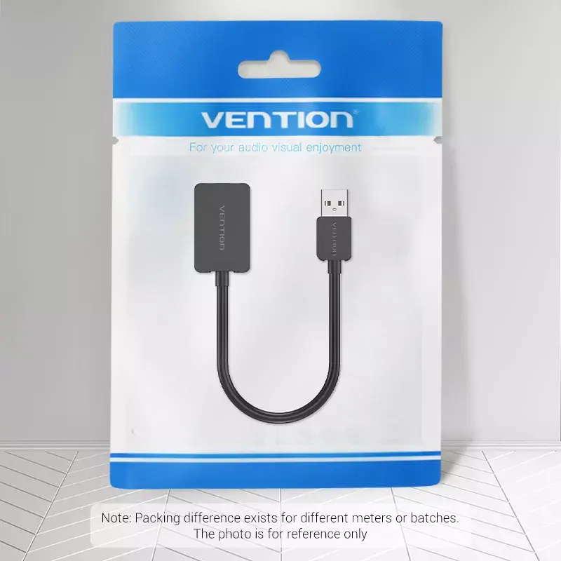 Vention 2 portu USB ārējā skaņas karte 0,15 m, melna, 2.1 kanāli, 16 biti
