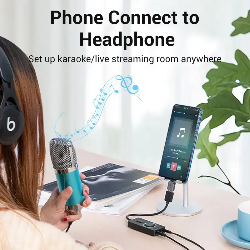 Vention USB 2.0 ārējais stereo skaņas adapteris ar skaļuma regulēšanu 0,15 m melns ABS