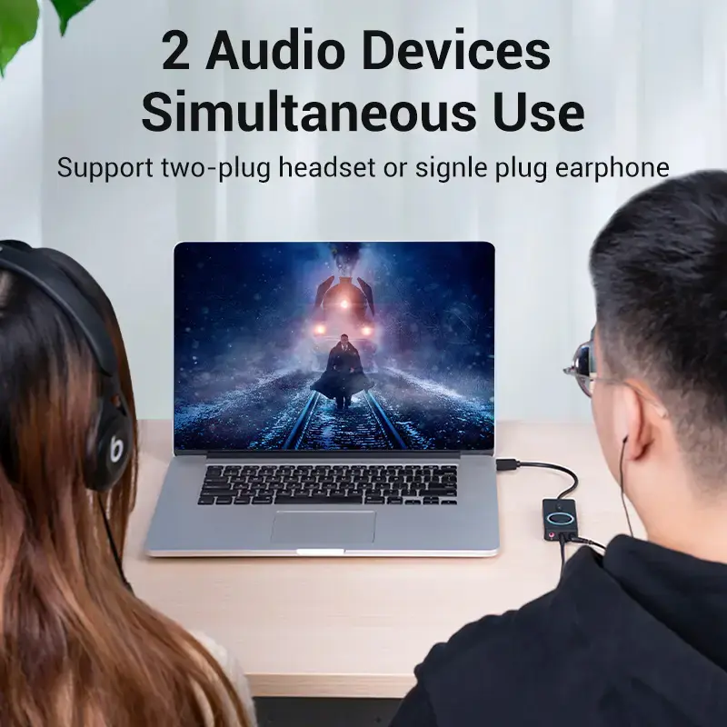 Vention USB 2.0 ārējais stereo skaņas adapteris ar skaļuma regulēšanu 0,15 m melns ABS