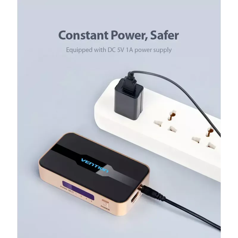 HDMI sadalītājs Vention 1 ieeja 4 izejas 4K@30Hz zelta alumīnija sakausējums