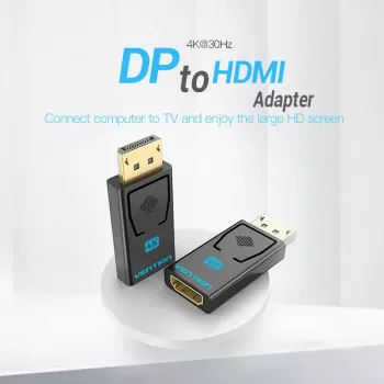 Vention DisplayPort vīrišķais uz HDMI sievišķo adapteris melns DP HDMI zelta pārklājums
