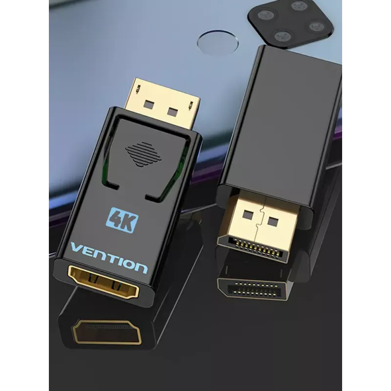 Vention DisplayPort vīrišķais uz HDMI sievišķo adapteris melns DP HDMI zelta pārklājums
