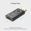 Vention DisplayPort vīrišķais uz HDMI sievišķo adapteris melns DP HDMI zelta pārklājums