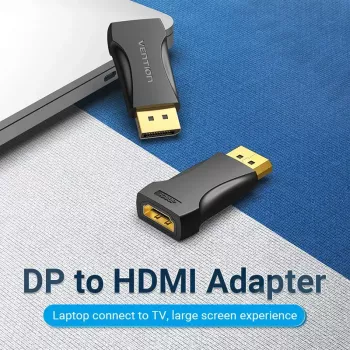 DisplayPort–HDMI adapteris Vention HBOB0, DisplayPort spraudnis (vīrišķais) uz HDMI ligzdu (siev. veida), melns, apzeltīti kontakti