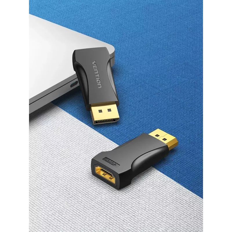 DisplayPort–HDMI adapteris Vention HBOB0, DisplayPort spraudnis (vīrišķais) uz HDMI ligzdu (siev. veida), melns, apzeltīti kontakti