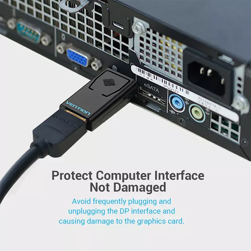 DisplayPort–HDMI adapteris Vention HBKB0 — DP spraudnis uz HDMI ligzdu, melns, ar zeltītiem kontaktiem