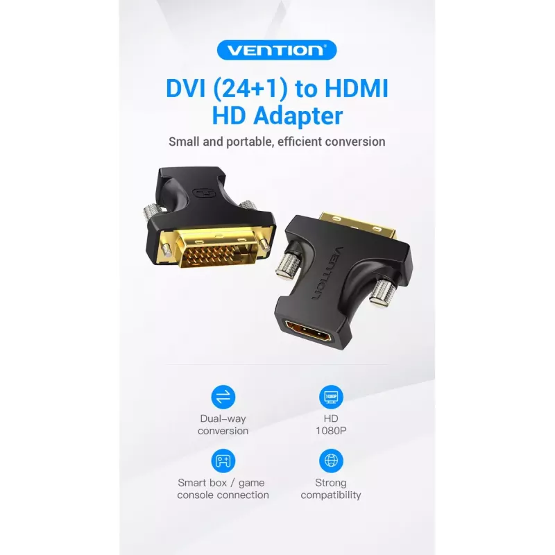 Vention HDMI sieviešu uz DVI vīriešu adapteris melns 1920x1080 60 Hz