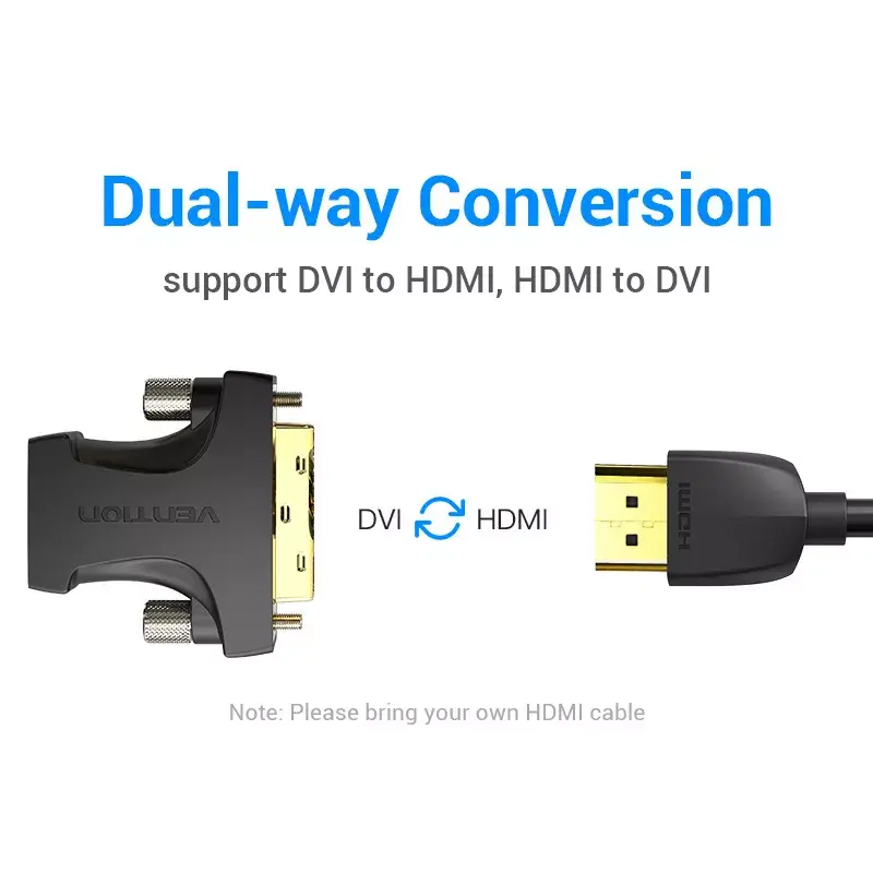 Vention HDMI sieviešu uz DVI vīriešu adapteris melns 1920x1080 60 Hz