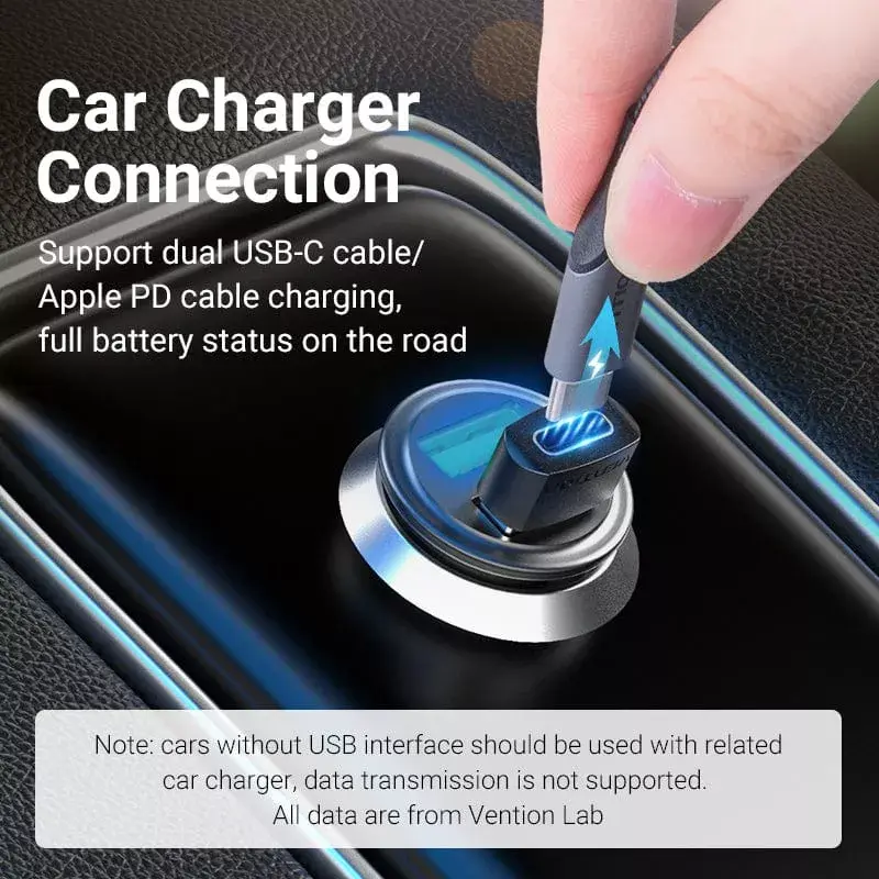 USB Adapter Vention CDWB0 USB 2.0 tēviņa savienotājs uz USB-C sievišķo savienotāju, melns PVC