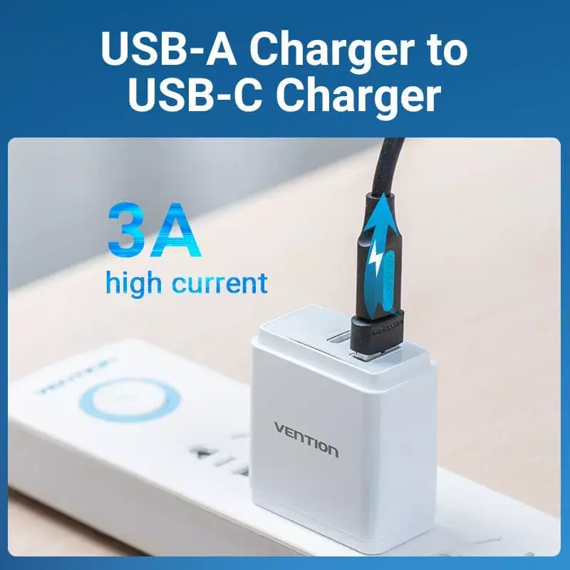 USB Adapter Vention CDWB0 USB 2.0 tēviņa savienotājs uz USB-C sievišķo savienotāju, melns PVC