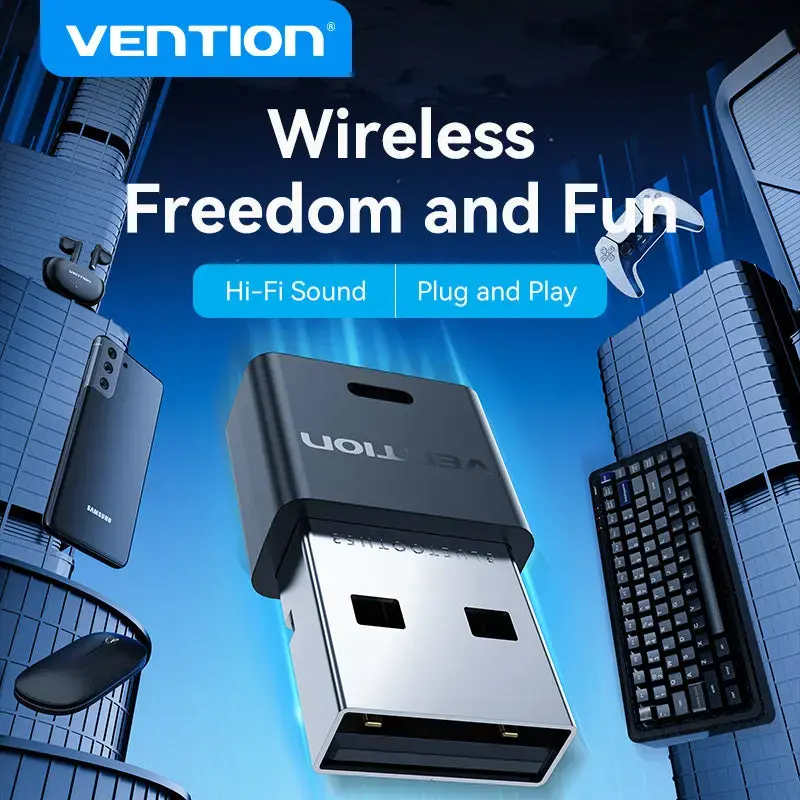USB Bluetooth tīkla adapteris Vention NAHB0 — Bezvadu USB saimnieks, Bluetooth saskarne, melna