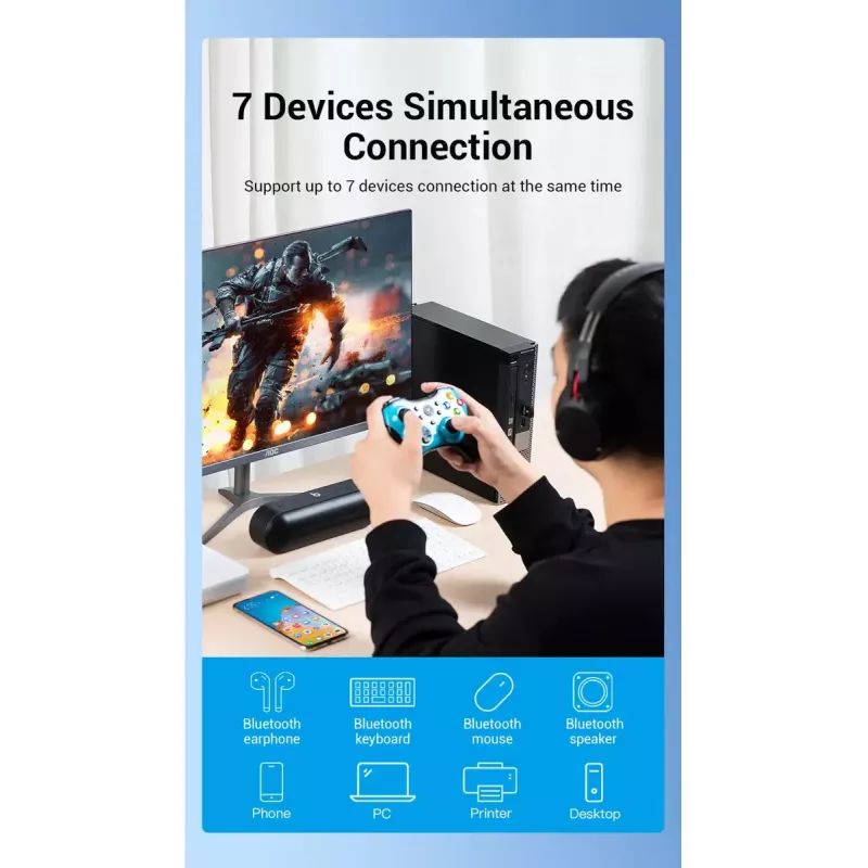 USB Bluetooth 5.0 adapteris Vention CDSB0 melns