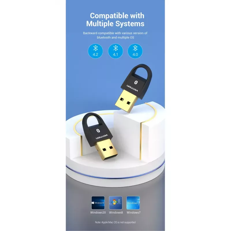 USB Bluetooth 5.0 adapteris Vention CDSW0 vadu savienojamība