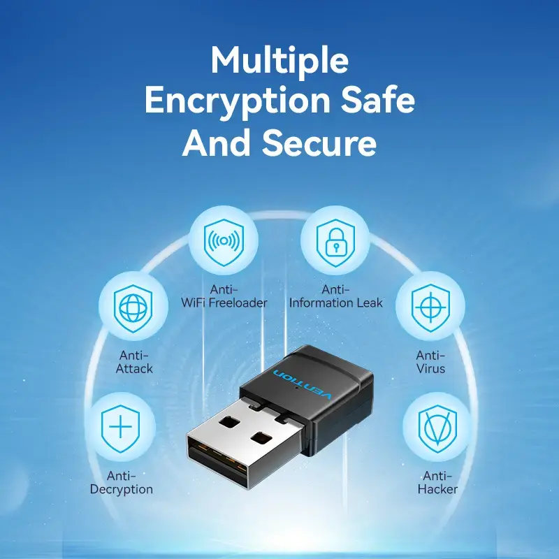 Vention USB Wi-Fi divjoslu adapteris 2.4G/5G melns bezvadu USB 433 Mbit/s