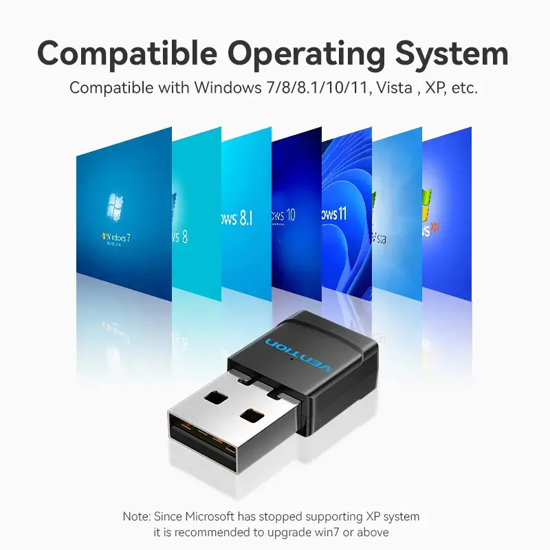 Vention USB Wi-Fi divjoslu adapteris 2.4G/5G melns bezvadu USB 433 Mbit/s