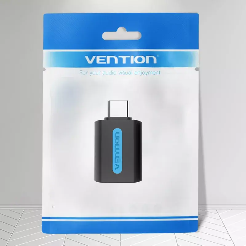Vention USB-C uz USB 3.0 OTG adapteris CDUB0 — USB-C vīrišķais savienotājs uz USB-A sievišķo savienotāju, melns PVC, niķelēti kontakti