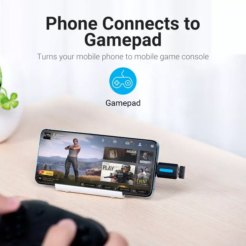 Vention USB-C uz USB 3.0 OTG adapteris CDUB0 — USB-C vīrišķais savienotājs uz USB-A sievišķo savienotāju, melns PVC, niķelēti kontakti