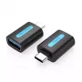 Vention USB-C uz USB 3.0 OTG adapteris CDUB0 — USB-C vīrišķais savienotājs uz USB-A sievišķo savienotāju, melns PVC, niķelēti kontakti