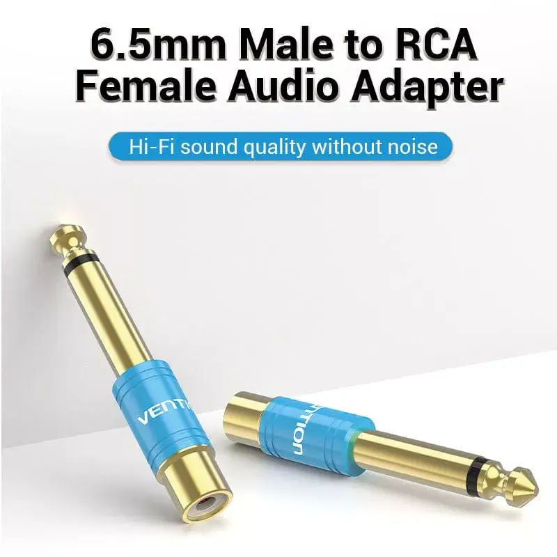 Audio adapteris Vention VDD-C03 — 6,5 mm (vīrišķais) uz RCA (sievišķais), zeltīti kontakti, zils