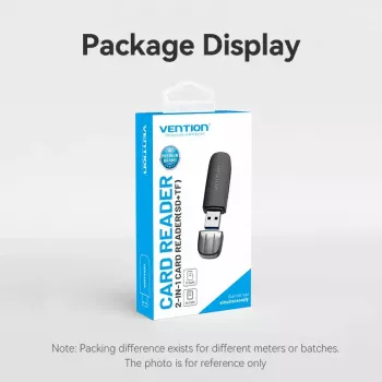 Vention 2-in-1 USB 3.2 Gen 1 (USB 3.0) karšu lasītājs — SD un MicroSD, melns, kompakts