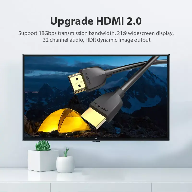 Vention Portable HDMI kabelis 0.5M Melns HDMI 2.0 18 Gbit/s