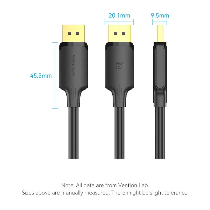 DisplayPort kabelis Vention HAKBJ 5 m, DisplayPort uz DisplayPort, melns