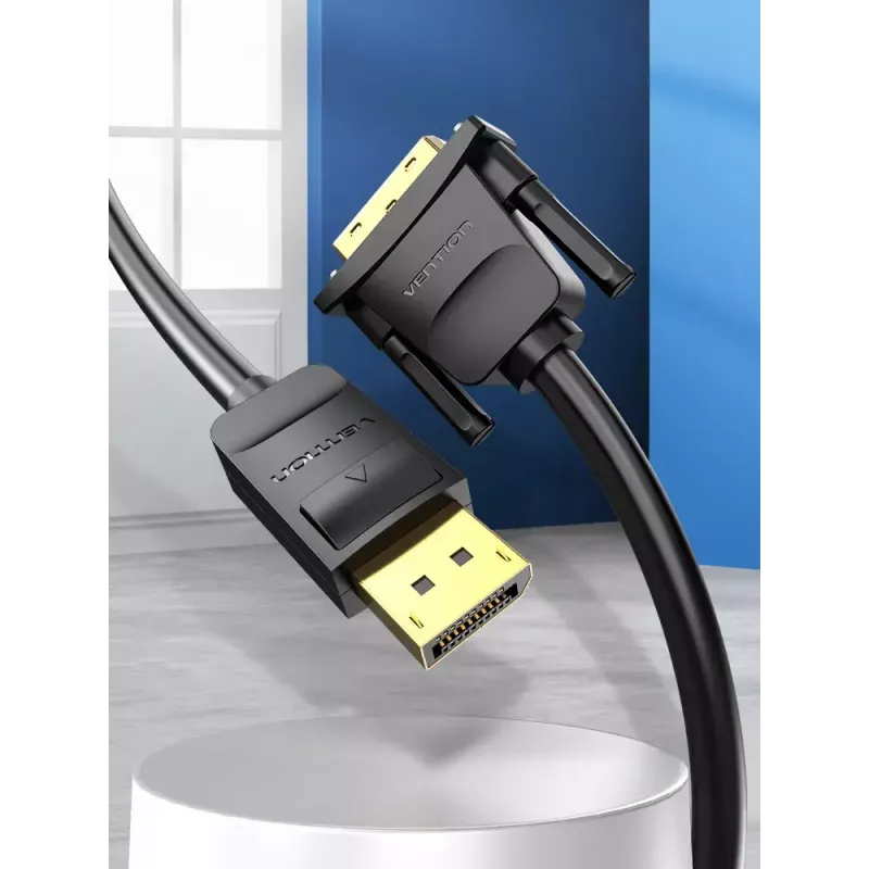 DisplayPort uz DVI kabelis Vention HAFBH — DisplayPort uz DVI, 1 m, melns, 5,2 mm