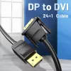 DisplayPort uz DVI kabelis Vention HAFBH — DisplayPort uz DVI, 1 m, melns, 5,2 mm