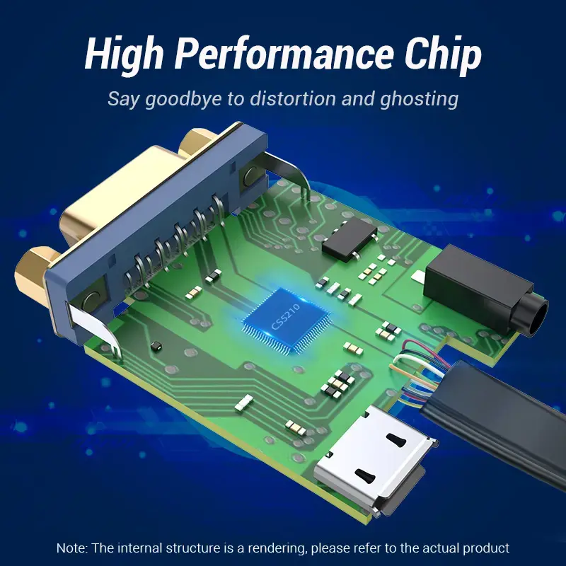 Vention plakans HDMI to VGA Converter 0.15M Melns VGA D-Sub HDMI Type A