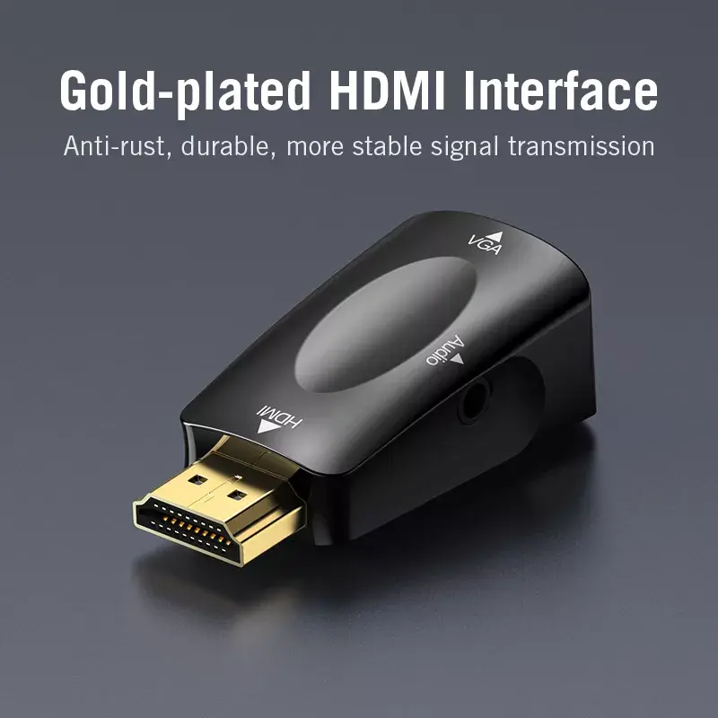 HDMI uz VGA pārveidotājs Vention AIDB0 1080p melns