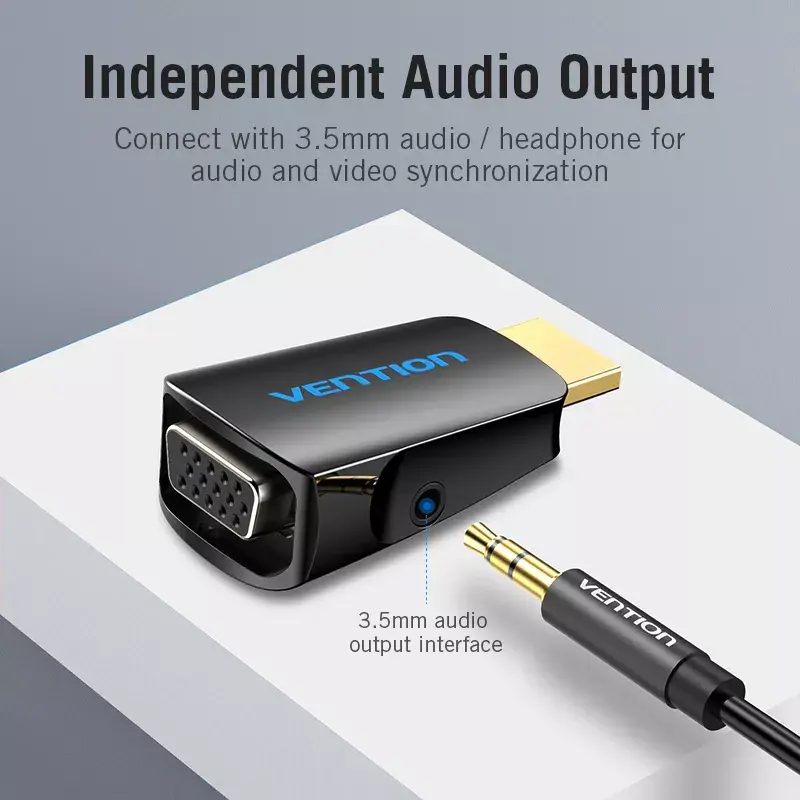 HDMI uz VGA pārveidotājs Vention AIDB0 1080p melns