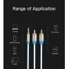 Audio kabelis Vention 3.5 mm vīrišķais uz 2×RCA vīrišķais, 1,5 m, alumīnija/melns