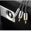 Audio kabelis Vention 3.5 mm vīrišķais uz 2×RCA vīrišķais, 1,5 m, alumīnija/melns