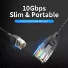 Tīkla komutācijas kabelis Vention Cat.6A U/UTP 5 m, RJ-45 uz RJ-45, melns