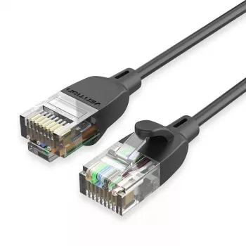 Tīkla komutācijas kabelis Vention Cat.6A U/UTP 5 m, RJ-45 uz RJ-45, melns