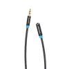 Audio pagarinātāja kabelis Vention 3.5mm 1,5 m, vīrišķais-uz-sievieti, kokvilnas pinums, melna metāla apdare