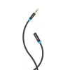 Audio pagarinātāja kabelis Vention 3.5mm 1,5 m, vīrišķais-uz-sievieti, kokvilnas pinums, melna metāla apdare