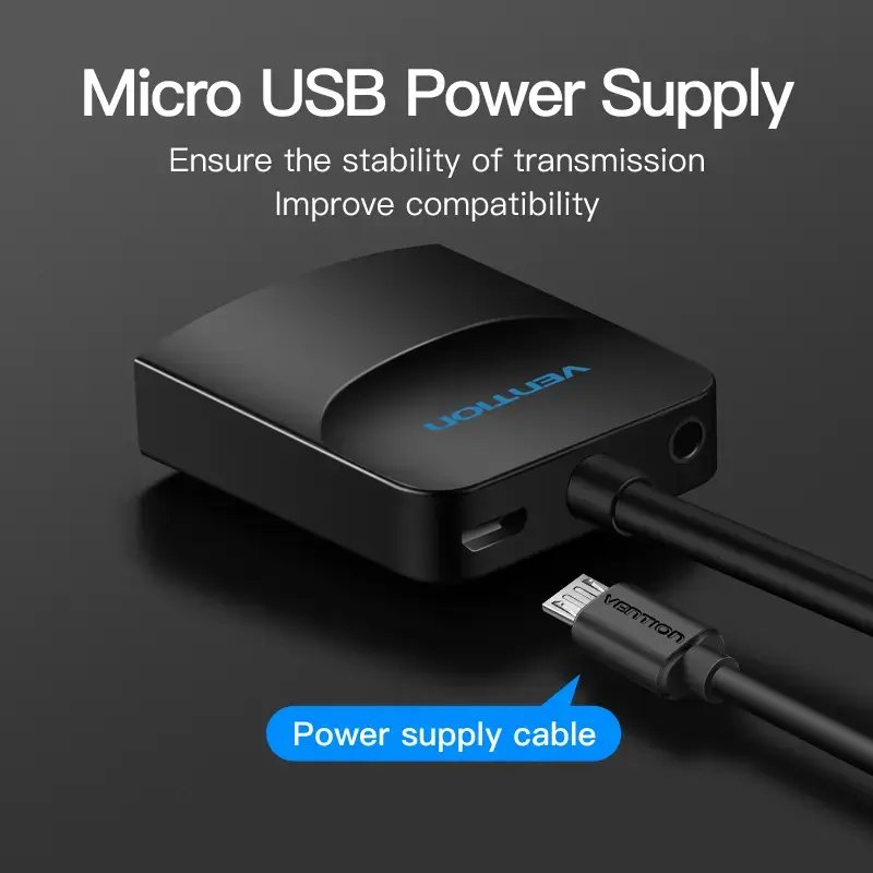 VGA uz HDMI pārveidotājs Vention 0,15 m melns VGA HDMI Micro USB Audio