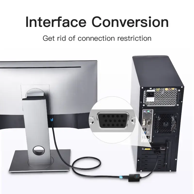 VGA uz HDMI pārveidotājs Vention 0,15 m melns VGA HDMI Micro USB Audio