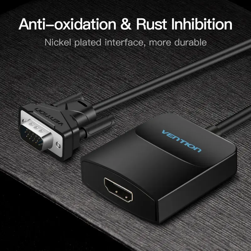 VGA uz HDMI pārveidotājs Vention 0,15 m melns VGA HDMI Micro USB Audio