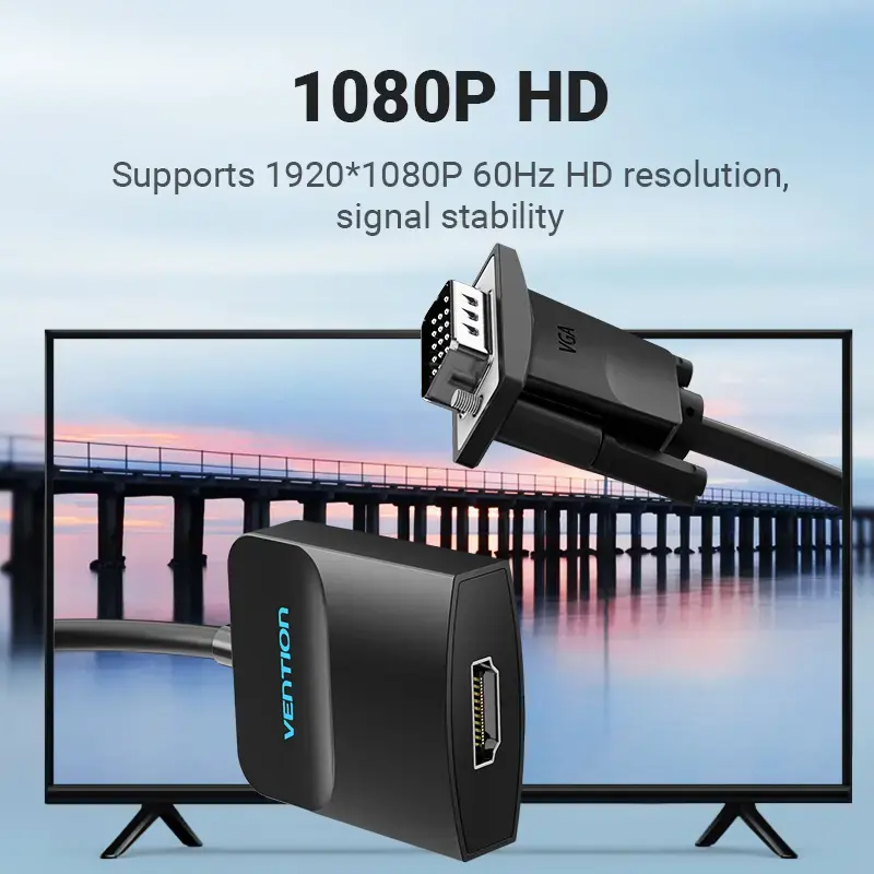 VGA uz HDMI pārveidotājs Vention 0,15 m melns VGA HDMI Micro USB Audio