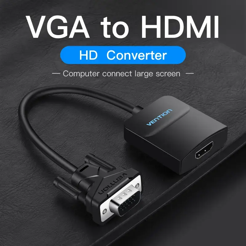 VGA uz HDMI pārveidotājs Vention 0,15 m melns VGA HDMI Micro USB Audio