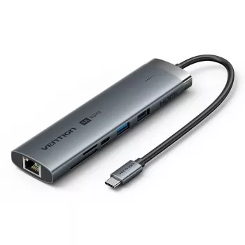 Dokstacija Vention 9-in-1 USB-C TGVHB — RJ-45, HDMI 4K@60Hz, USB 3.2 Gen1, SD/MicroSD, 1x USB-C