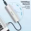 Vention daudzfunkciju USB-C dokstacija ar HDMI USB3.0x3 RJ45 SD TF TRRS 3.5mm PD 0.15M pelēks alumīnija sakausējums