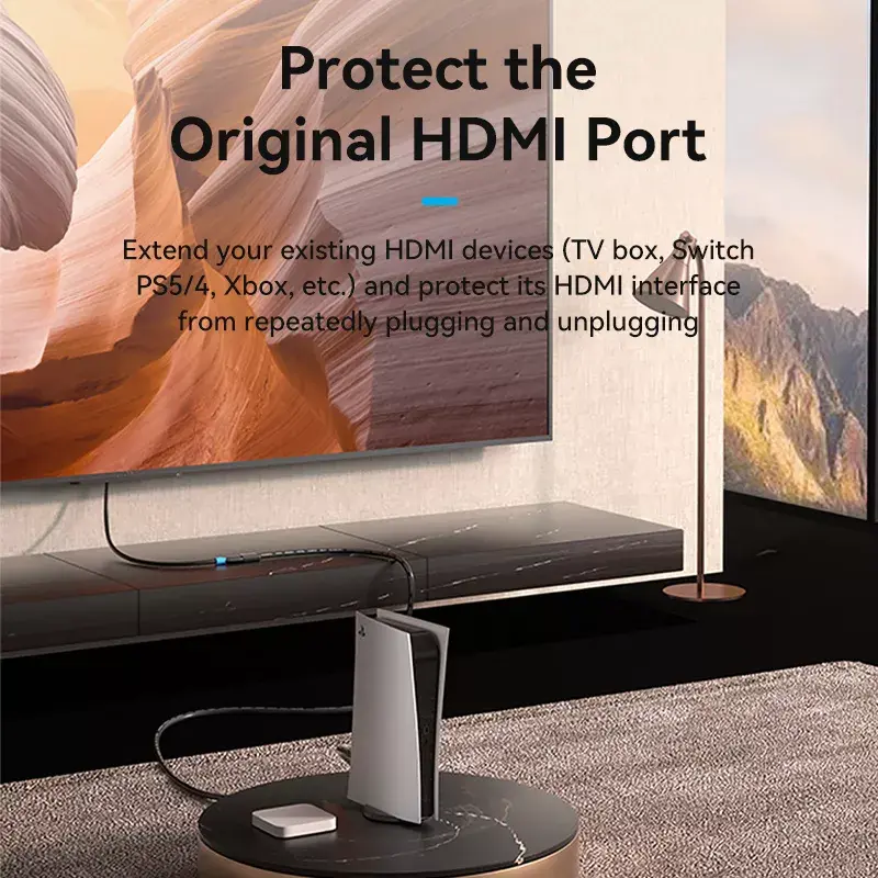 HDMI kabelis Vention AHCBF 1 m, HDMI-A tēviņš uz HDMI-A mātīte, 18 Gbit/s, 4K, melns