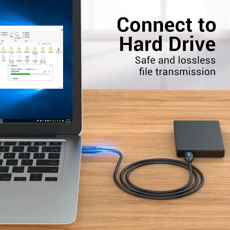 USB 2.0 A–A kabelis Vention 2 m, melns PVC, USB A uz USB A, 0,48 Gbit/s
