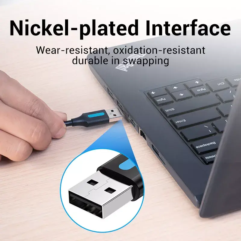 USB 2.0 A–A kabelis Vention 2 m, melns PVC, USB A uz USB A, 0,48 Gbit/s