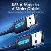 USB 2.0 A–A kabelis Vention 2 m, melns PVC, USB A uz USB A, 0,48 Gbit/s
